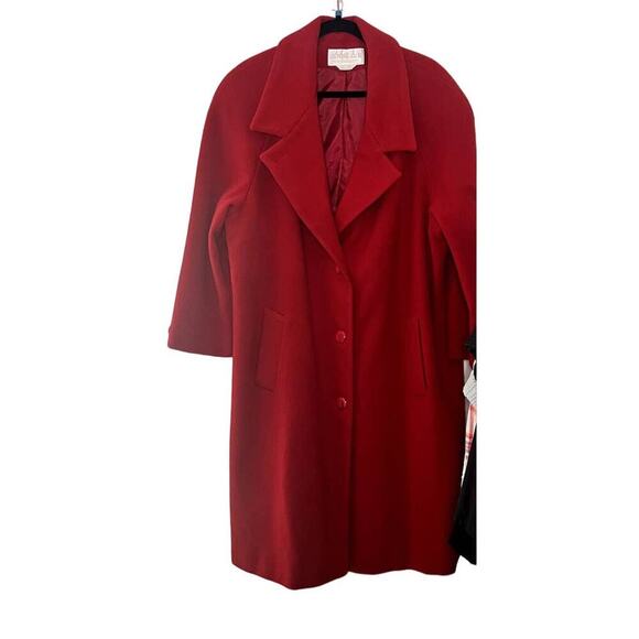 Vintage AndreA II women's wool red lined long trench coat Size 16 - Picture 1 of 16